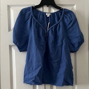 J. Crew Blue Textured Blouse
